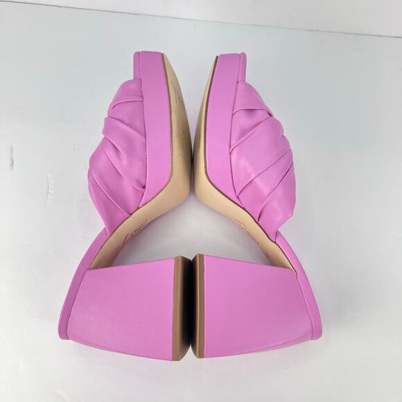Circus By Sam Edelman 8 Marianna Pink Twist Chunky Slip On Open Toe Heel Sandals - Picture 6 of 9